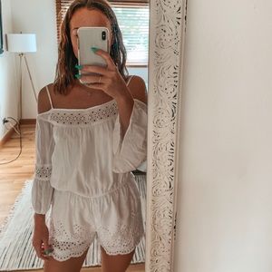 AE off the shoulder eyelet romper